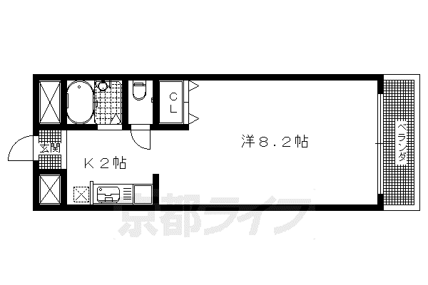 阪急電鉄京都線 長岡天神駅 徒歩10分 3階建 築34年(1K/3階)の間取り写真