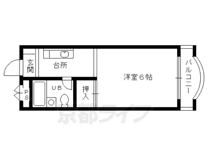 阪急電鉄京都線 長岡天神駅 徒歩5分 4階建 築41年(1K/3階)の間取り写真