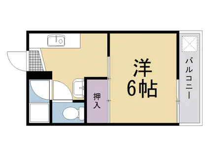 阪急電鉄京都線 西向日駅 徒歩5分 2階建 築43年(1K/1階)の間取り写真