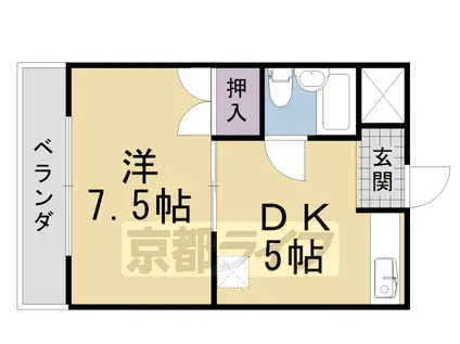 阪急電鉄京都線 長岡天神駅 徒歩10分 4階建 築32年(1DK/4階)の間取り写真