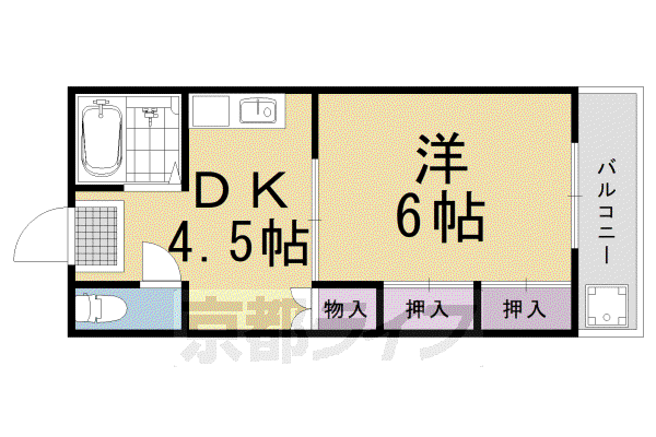 阪急電鉄京都線 東向日駅 徒歩7分 2階建 築38年(1DK/1階)の間取り写真
