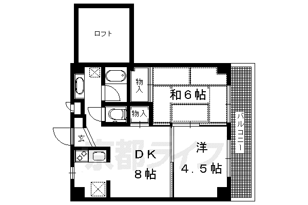 阪急電鉄京都線 長岡天神駅 徒歩5分 6階建 築33年(2LDK/6階)の間取り写真