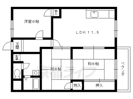 東海道本線 山崎駅(京都) 徒歩10分 2階建 築36年(3LDK/1階)の間取り写真