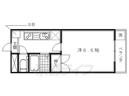 阪急電鉄京都線 東向日駅 徒歩7分 4階建 築36年(1K/3階)の間取り写真