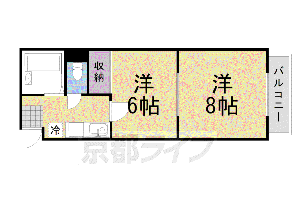 東海道本線 桂川駅(京都) 徒歩5分 5階建 築33年(2K/3階)の間取り写真
