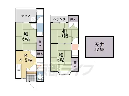 東海道本線 向日町駅 徒歩39分 2階建 築40年(3DK)の間取り写真