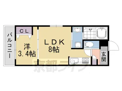 アドバンスコート五条丹波口(1LDK/2階)の間取り写真