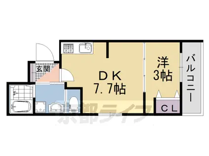 アドバンスコート五条丹波口(1DK/2階)の間取り写真