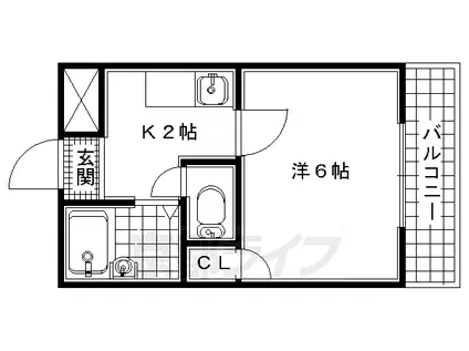 片町線 ＪＲ三山木駅 徒歩3分 2階建 築31年(1K/1階)の間取り写真