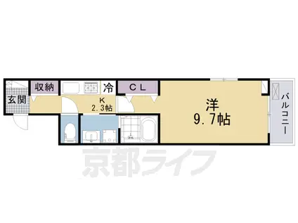 片町線 京田辺駅 徒歩19分 3階建 築1年(1K/2階)の間取り写真