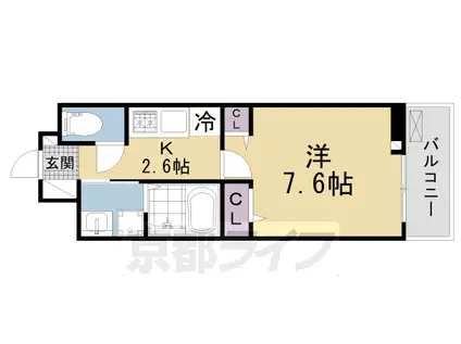 片町線 京田辺駅 徒歩19分 3階建 築2年(1K/2階)の間取り写真