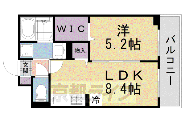 近鉄京都線 新田辺駅 徒歩9分 3階建 築1年(1LDK/3階)の間取り写真