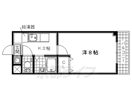 近鉄京都線 興戸駅 徒歩6分 2階建 築28年(1K/1階)の間取り写真