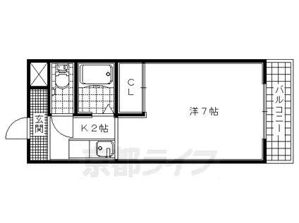 片町線 京田辺駅 徒歩12分 2階建 築30年(1K/2階)の間取り写真