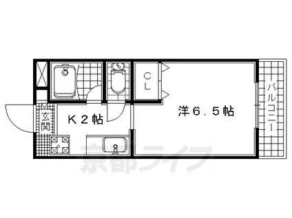 片町線 京田辺駅 徒歩2分 4階建 築31年(1K/2階)の間取り写真