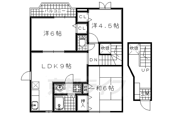 近鉄京都線 近鉄宮津駅 徒歩2分 2階建 築29年(3LDK/2階)の間取り写真
