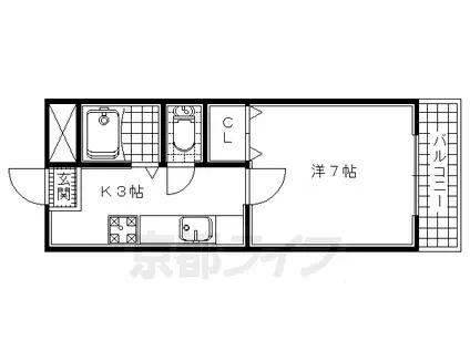 メゾンピサンリ(1K/2階)の間取り写真