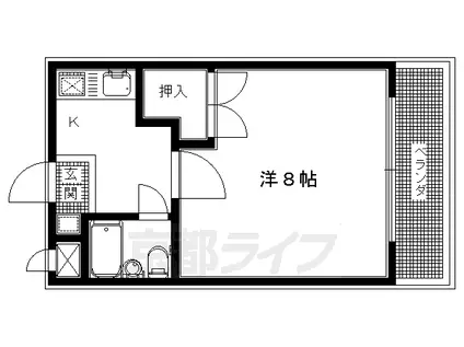阪急電鉄京都線 西山天王山駅 徒歩13分 3階建 築39年(1K/2階)の間取り写真