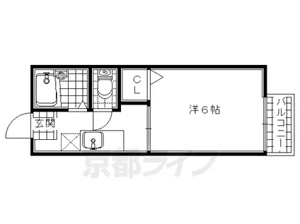 片町線 同志社前駅 徒歩3分 2階建 築29年(1K/2階)の間取り写真