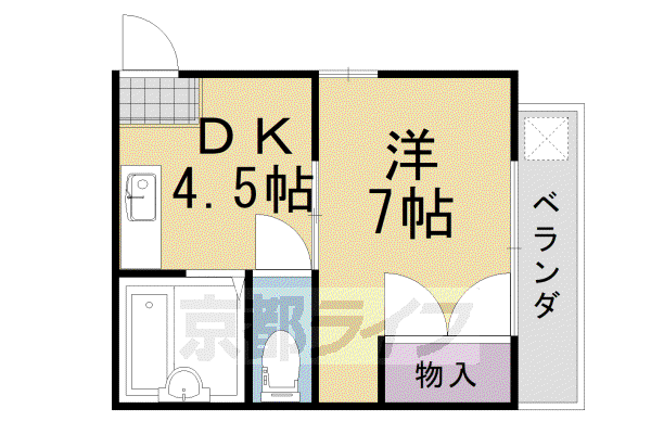 阪急電鉄京都線 長岡天神駅 徒歩12分 3階建 築32年(1K/3階)の間取り写真