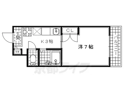 ウエスト PALACE(1K/3階)の間取り写真