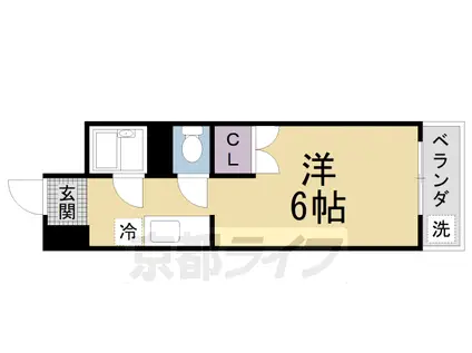 近鉄京都線 興戸駅 徒歩3分 5階建 築39年(1K/3階)の間取り写真