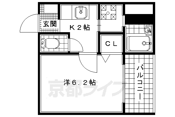 片町線 京田辺駅 徒歩4分 2階建 築25年(1K/1階)の間取り写真
