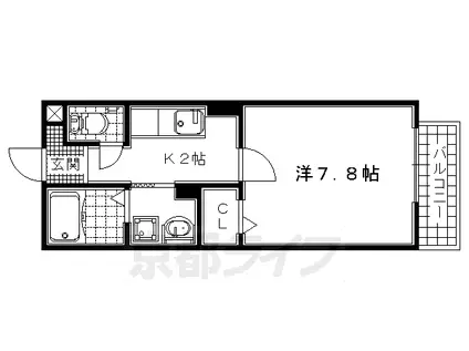 近鉄京都線 興戸駅 徒歩14分 2階建 築25年(1K/1階)の間取り写真