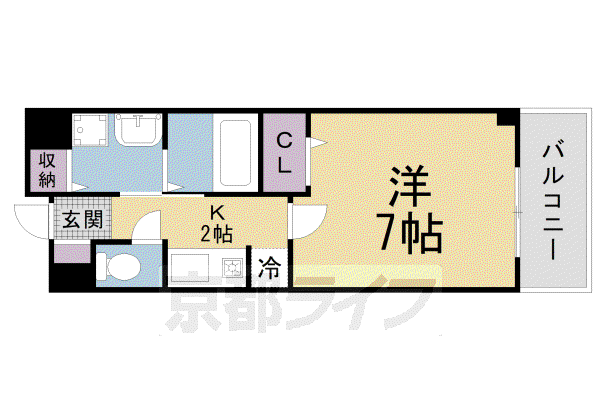 片町線 大住駅 徒歩4分 2階建 築22年(1K/1階)の間取り写真