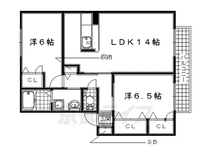 インペリアル・藤井(2LDK/2階)の間取り写真