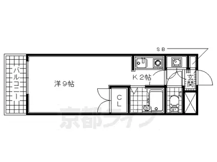 片町線 同志社前駅 徒歩5分 3階建 築27年(1K/2階)の間取り写真