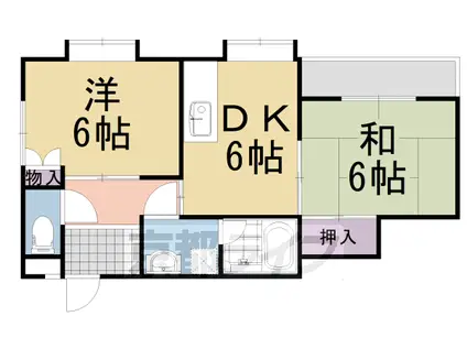 阪急電鉄京都線 長岡天神駅 徒歩2分 3階建 築33年(2DK/2階)の間取り写真