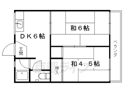 阪急電鉄京都線 長岡天神駅 徒歩25分 2階建 築46年(2DK/1階)の間取り写真