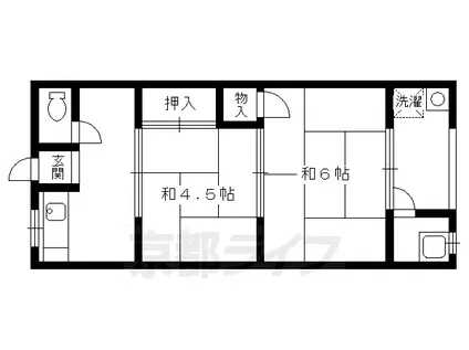 阪急電鉄京都線 東向日駅 徒歩5分 2階建 築50年(2K/2階)の間取り写真