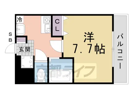 GRIP KYO 田辺 女性専用(1K/3階)の間取り写真