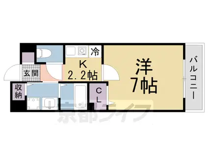 近鉄京都線 新田辺駅 徒歩9分 2階建 築20年(1K/2階)の間取り写真