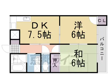 阪急電鉄京都線 大山崎駅 徒歩9分 3階建 築30年(2DK/2階)の間取り写真