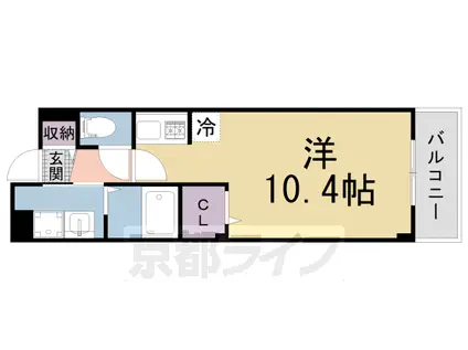 近鉄京都線 新田辺駅 徒歩9分 3階建 築19年(1K/2階)の間取り写真