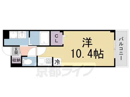 近鉄京都線 新田辺駅 徒歩9分 3階建 築19年(1K/1階)の間取り写真