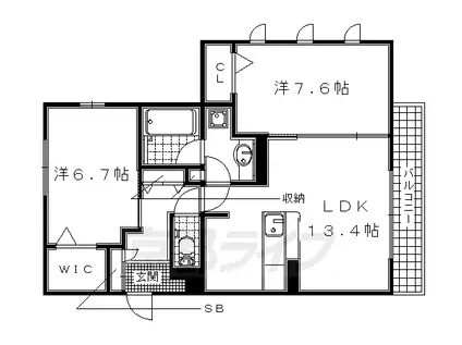 近鉄京都線 三山木駅 徒歩6分 2階建 築14年(2LDK/2階)の間取り写真