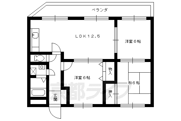 東海道本線 長岡京駅 徒歩7分 3階建 築32年(3LDK/3階)の間取り写真