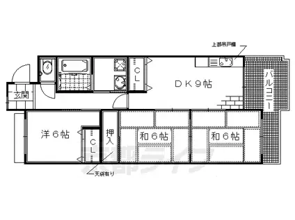 阪急電鉄京都線 東向日駅 徒歩13分 5階建 築40年(3LDK/2階)の間取り写真