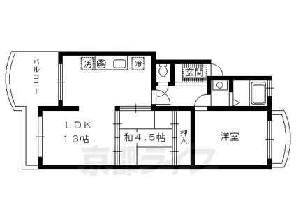 阪急電鉄京都線 東向日駅 徒歩8分 4階建 築45年(2LDK/3階)の間取り写真