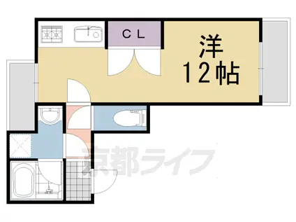 東海道本線 桂川駅(京都) 徒歩5分 5階建 築38年(1K/4階)の間取り写真