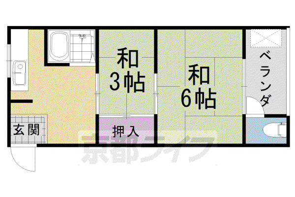藤井荘(2K/1階)の間取り写真