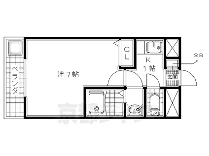 フォーシーズン京田辺(1K/3階)の間取り写真