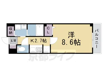 片町線 同志社前駅 徒歩4分 2階建 築18年(1K/2階)の間取り写真