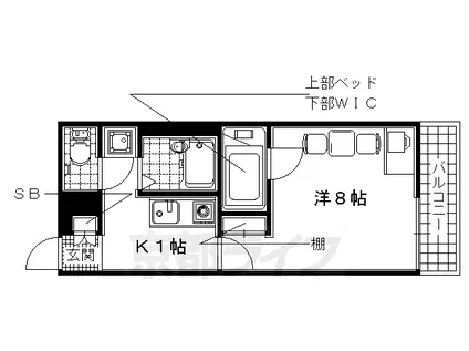 レオパレスMARUTO京田辺(1K/1階)の間取り写真