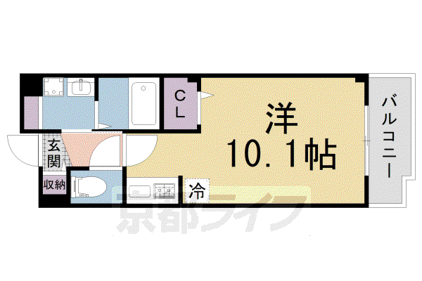 近鉄京都線 新田辺駅 徒歩13分 3階建 築17年(1K/3階)の間取り写真