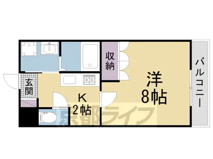 近鉄京都線 興戸駅 徒歩14分 2階建 築17年(1K/1階)の間取り写真